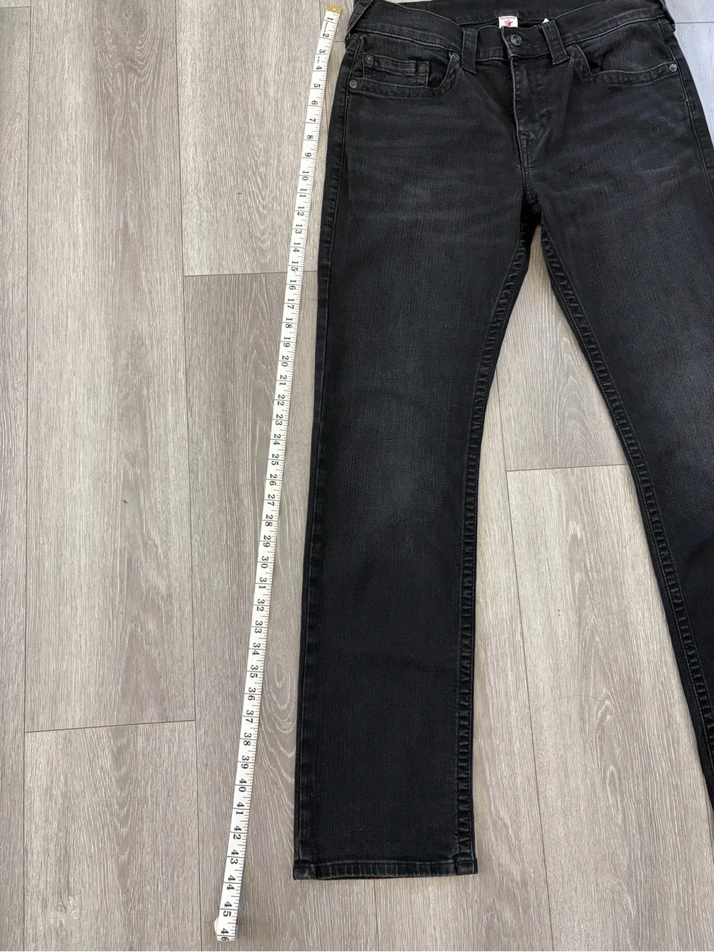 True Religion Ricky Straight Jean Black Denim Relaxed World Tour Mens size 32